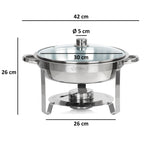 Chafing Dish, acier inoxydable, 4 litres, rond, chauffe-plat