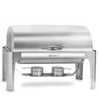 Chafing dish, acier inoxydable, 8 litres, couvercle basculant, chauffe-plat