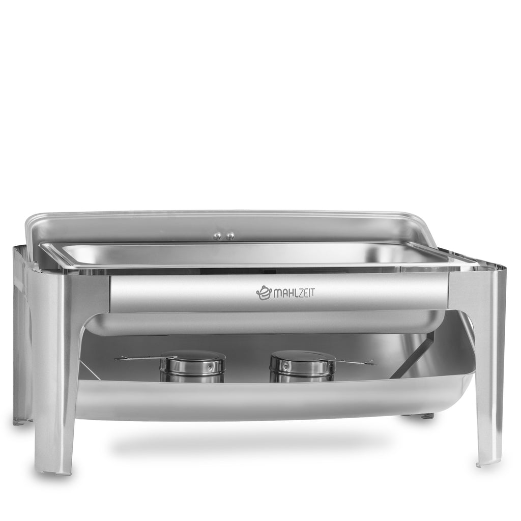 Chafing dish, acier inoxydable, 8 litres, couvercle basculant, chauffe-plat