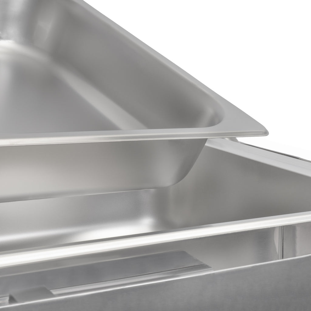 Chafing dish, acier inoxydable, 8 litres, couvercle basculant, chauffe-plat