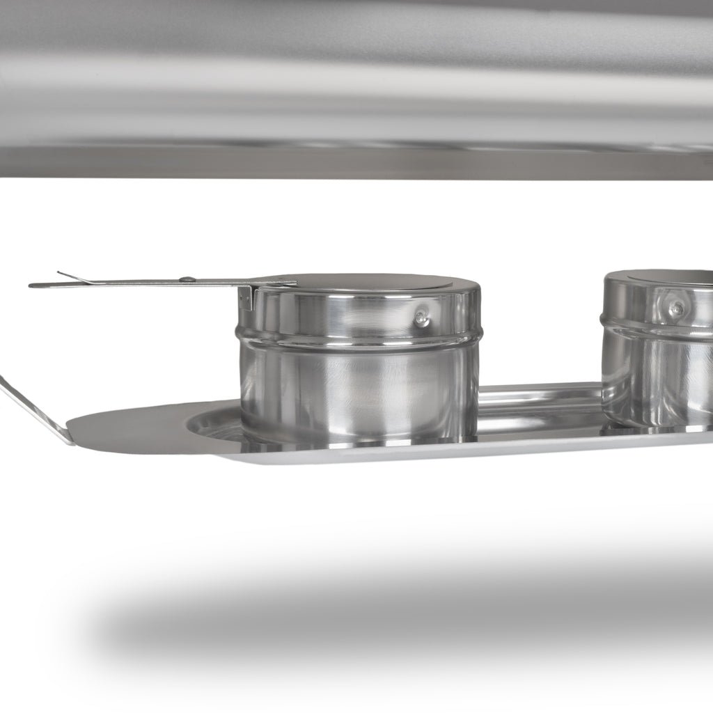 Chafing dish, acier inoxydable, 8 litres, couvercle basculant, chauffe-plat