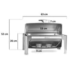 Chafing dish, acier inoxydable, 8 litres, couvercle basculant, chauffe-plat