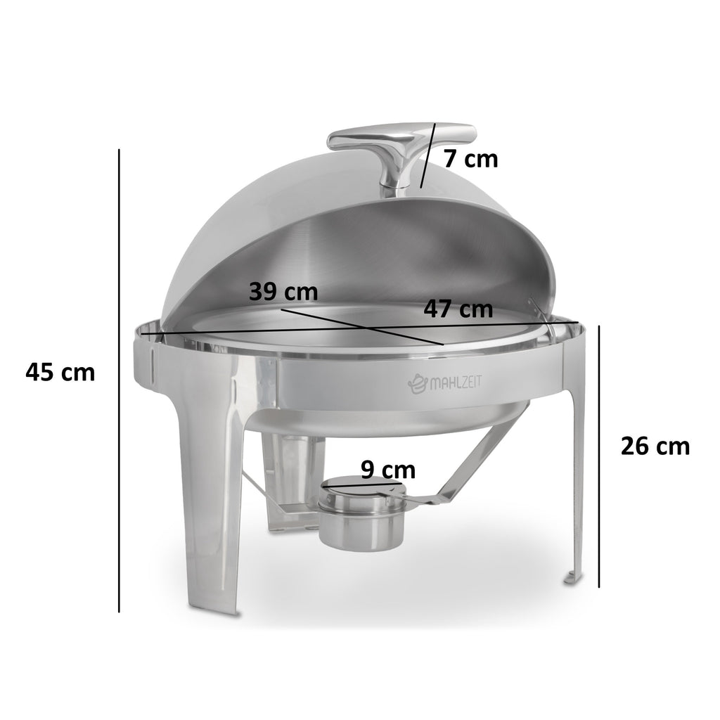 Chafing Dish, Edelstahl, 6 Liter, rund, Speisenwärmer