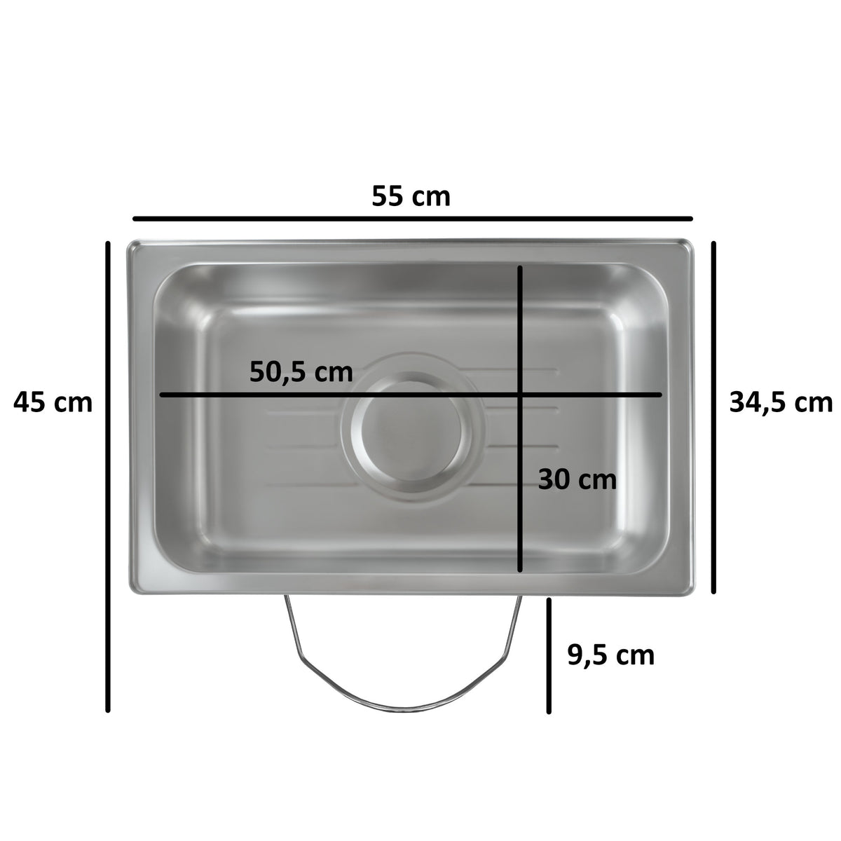 Electric chafing dish, stainless steel, GN 1/1 container, 9 liters, up to 80°C incl. display