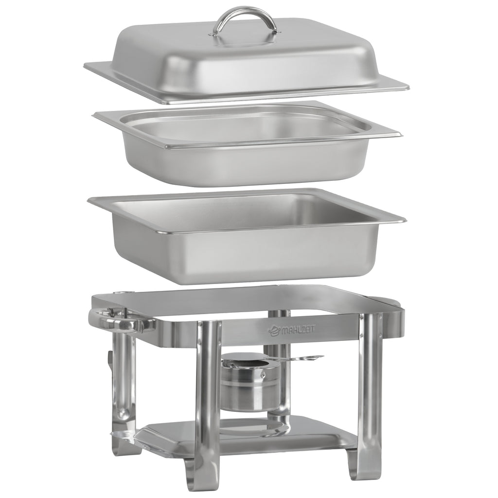 Edelstahl Chafing Dish 4 Liter, 1/2 GN Speisenwärmer Wärmebehälter, für Catering, Buffet