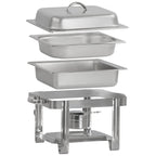 Edelstahl Chafing Dish 4 Liter, 1/2 GN Speisenwärmer Wärmebehälter, für Catering, Buffet