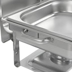 Edelstahl Chafing Dish 4 Liter, 1/2 GN Speisenwärmer Wärmebehälter, für Catering, Buffet