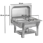 Edelstahl Chafing Dish 4 Liter, 1/2 GN Speisenwärmer Wärmebehälter, für Catering, Buffet