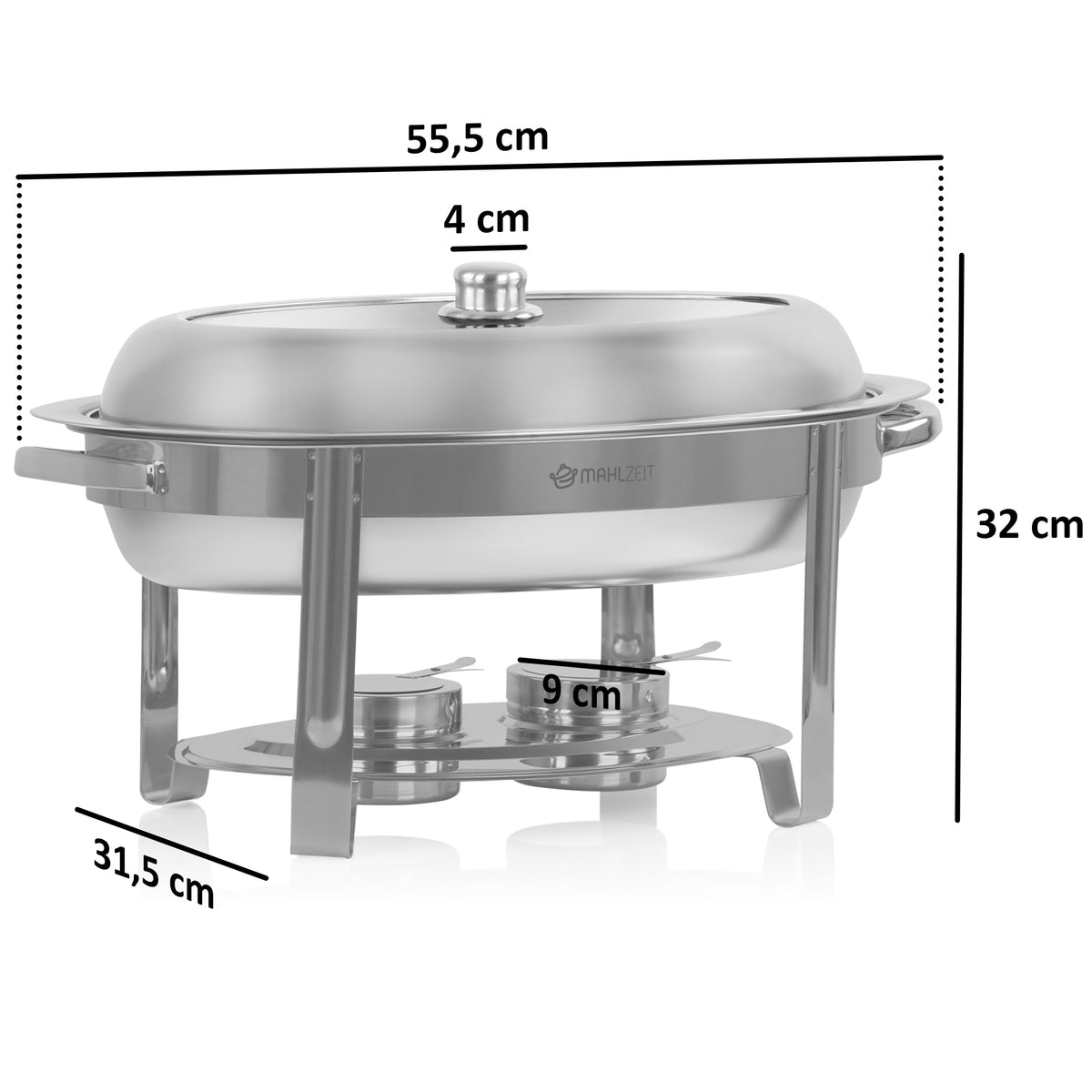 Chafing dish, stainless steel, oval, 5 liters, food warmer