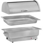 Chafing Dish elektrisch, Edelstahl, GN 1/1 Behälter, 9 Liter, bis 80°C, inkl. Rolltop