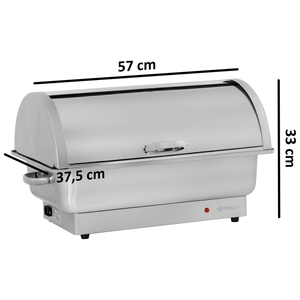 Chafing Dish elektrisch, Edelstahl, GN 1/1 Behälter, 9 Liter, bis 80°C, inkl. Rolltop