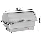 Chafing Dish elektrisch, Edelstahl, GN 1/1 Behälter, 9 Liter, bis 80°C, inkl. Rolltop