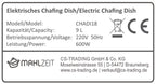 Chafing Dish elektrisch, Edelstahl, GN 1/1 Behälter, 9 Liter, bis 80°C, inkl. Rolltop