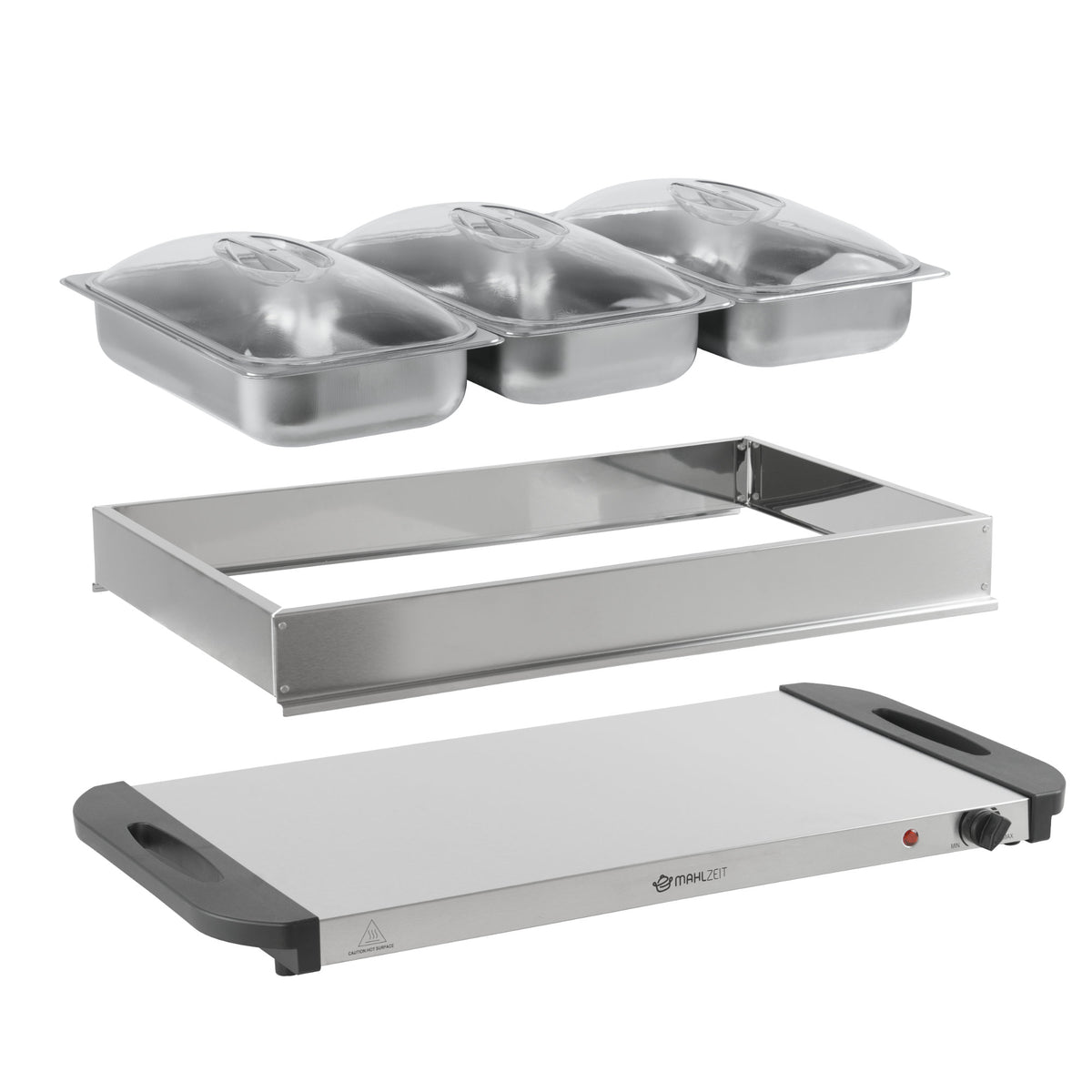 Stainless Steel 2-in-1 Buffet Warmer with 3x 1/3 GN Containers