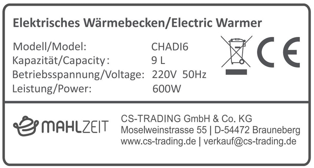 Chafing Dish elektrisch, Edelstahl, GN 1/1, 9 Liter, bis 80°C inkl. Display