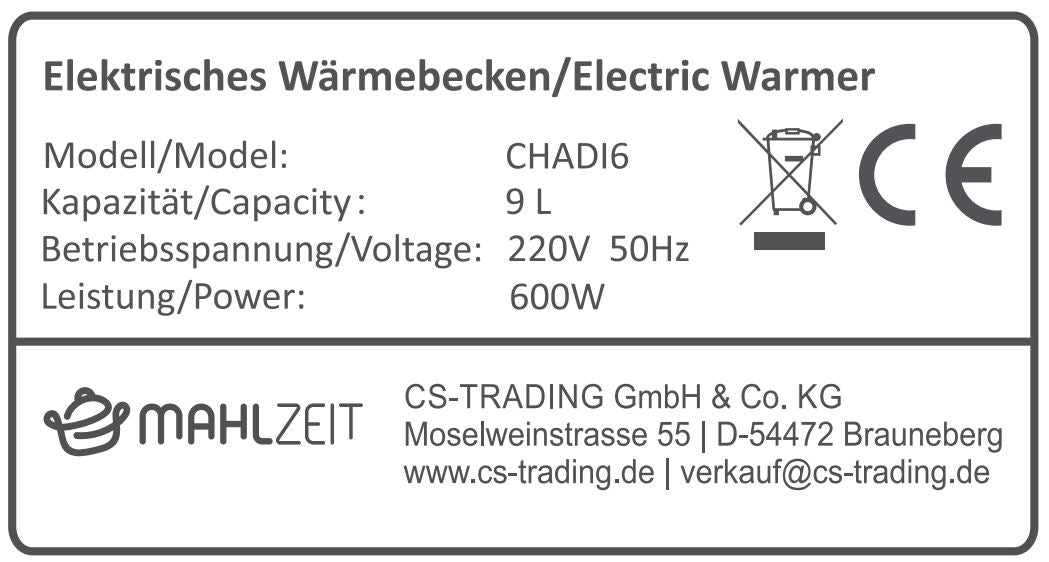 Chafing Dish elektrisch, Edelstahl, GN 1/1, 9 Liter, bis 80°C inkl. Display