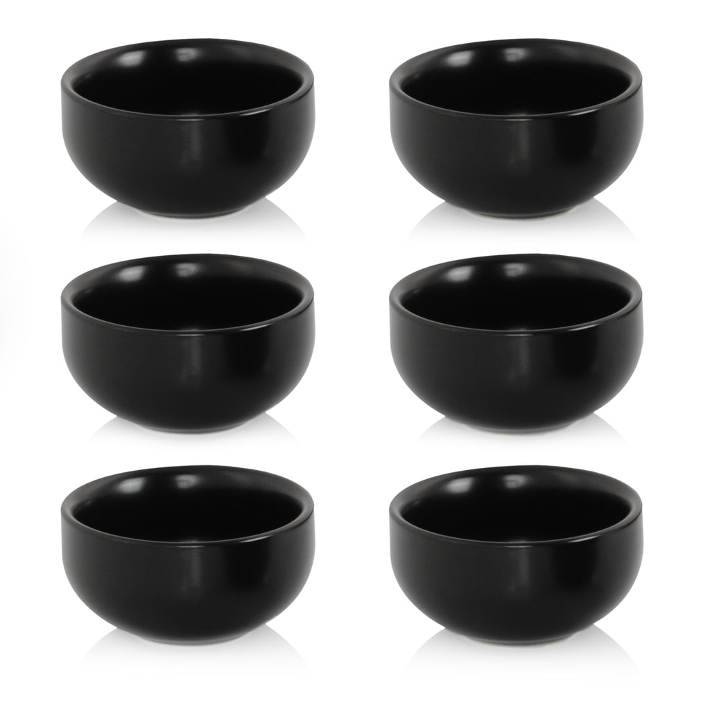 Coupelles à dips, céramique, set de 6 pièces, noir, rond, Ø 6 cm