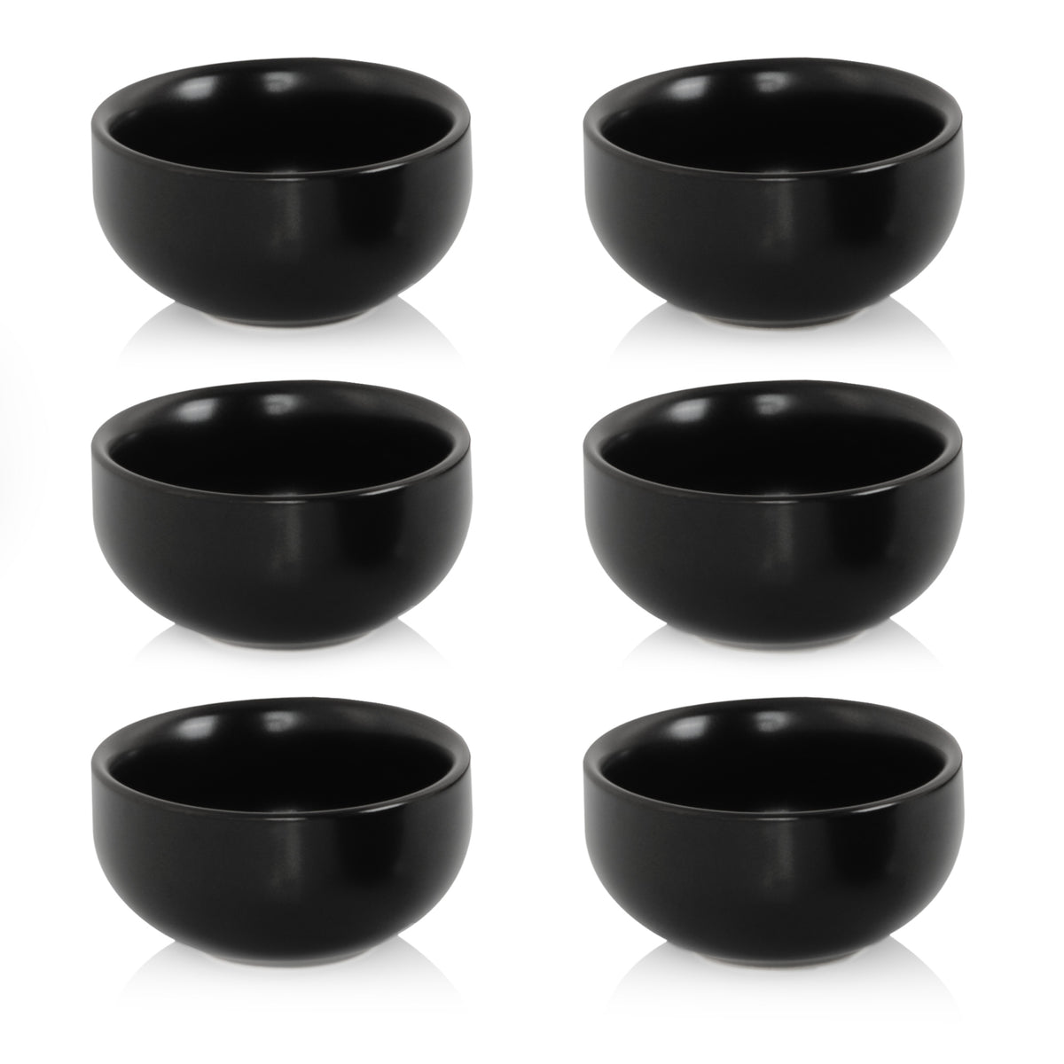 Coupelles à dips, céramique, set de 6 pièces, noir, rond, Ø 6 cm