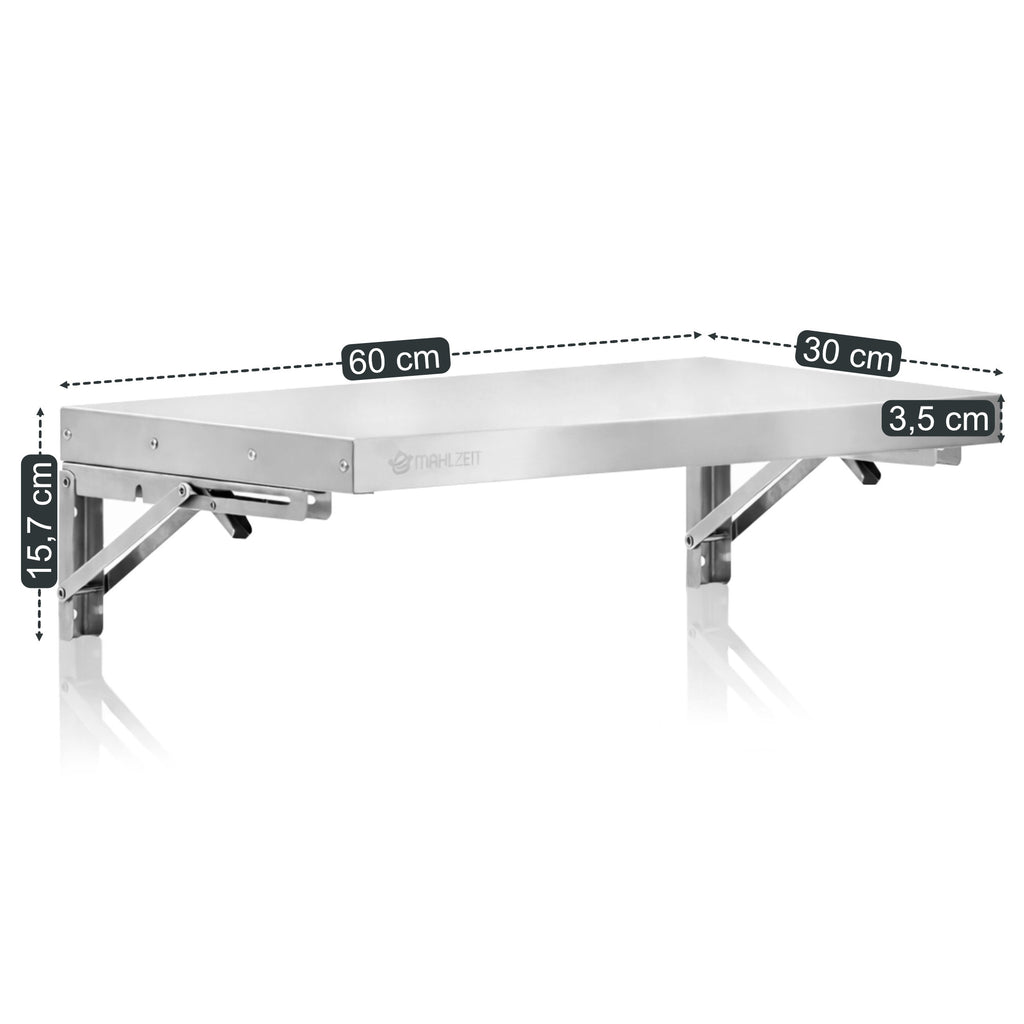 Stainless steel wall shelf, professional kitchen, folding