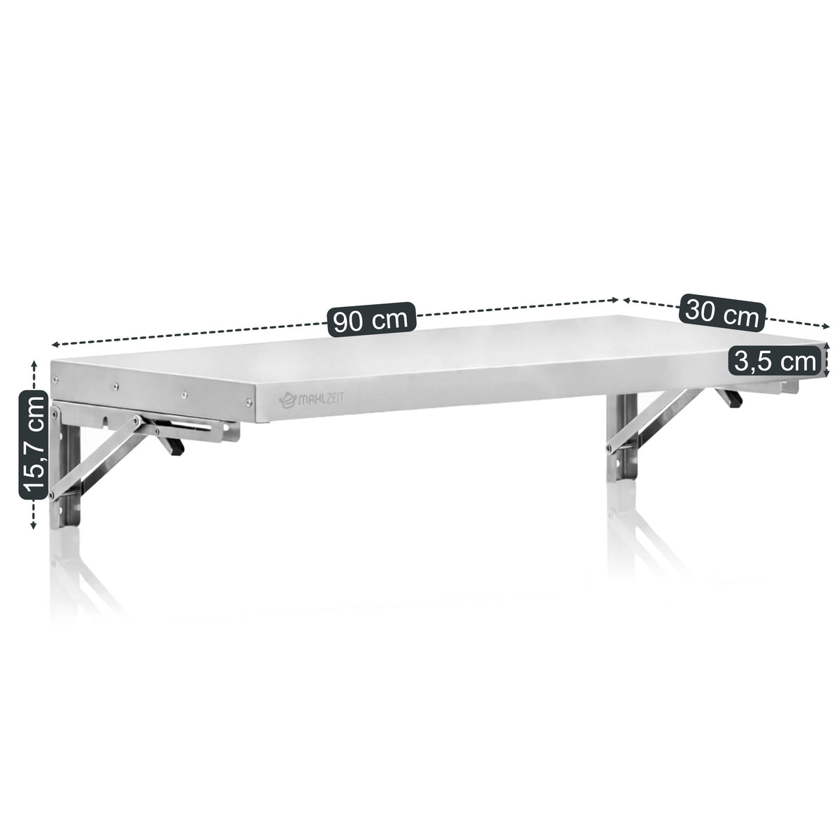 Stainless steel wall shelf, professional kitchen, folding