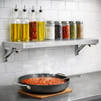 Stainless steel wall shelf, professional kitchen, folding