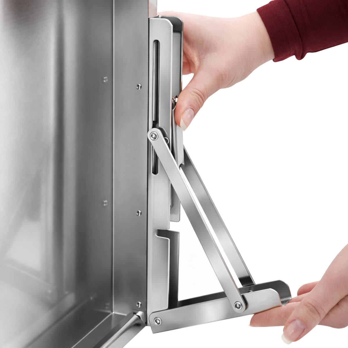 Stainless steel wall shelf, professional kitchen, folding