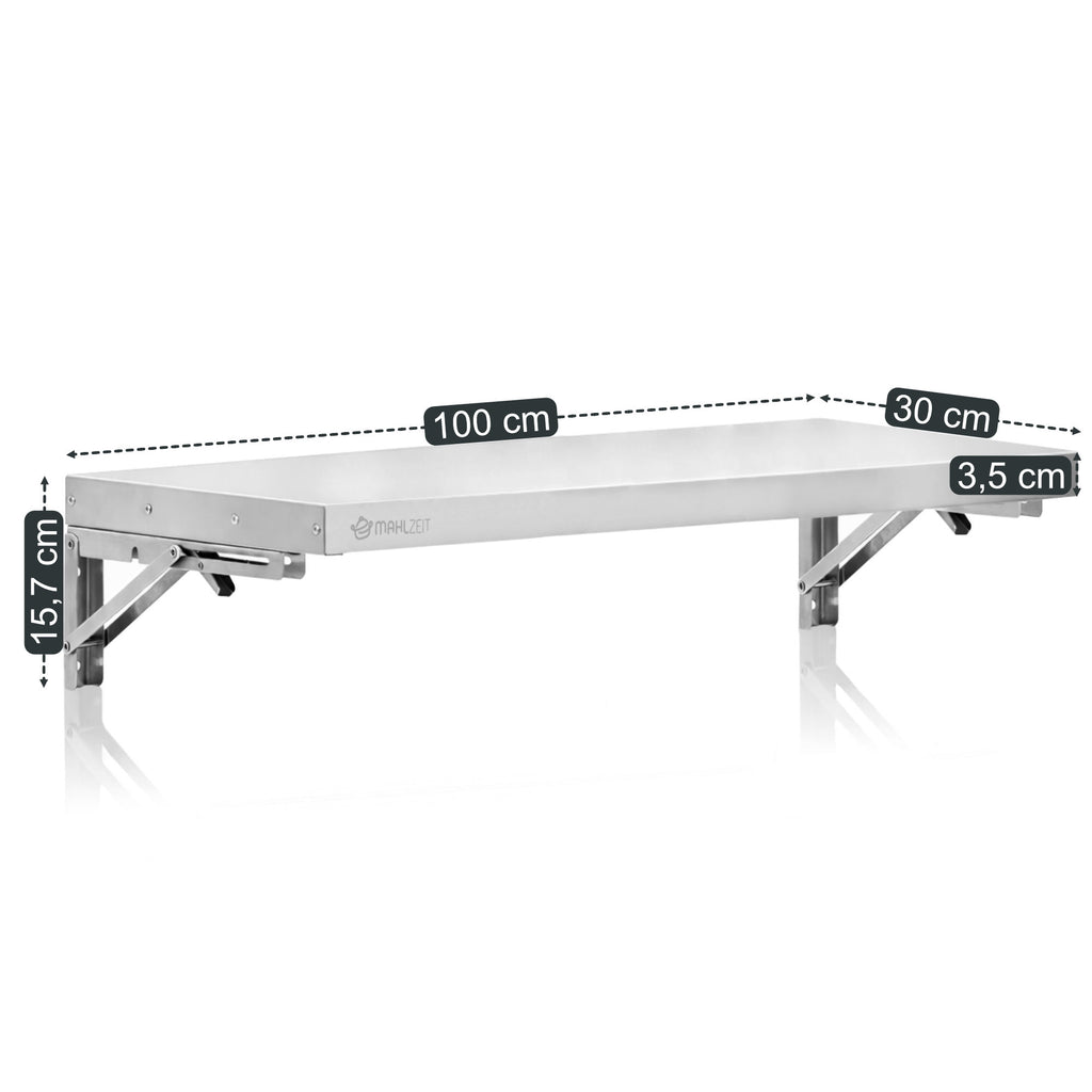 Stainless steel wall shelf, professional kitchen, folding
