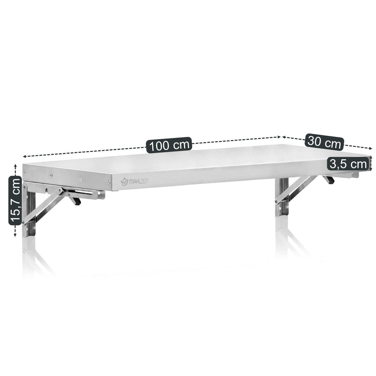 Stainless steel wall shelf, professional kitchen, folding