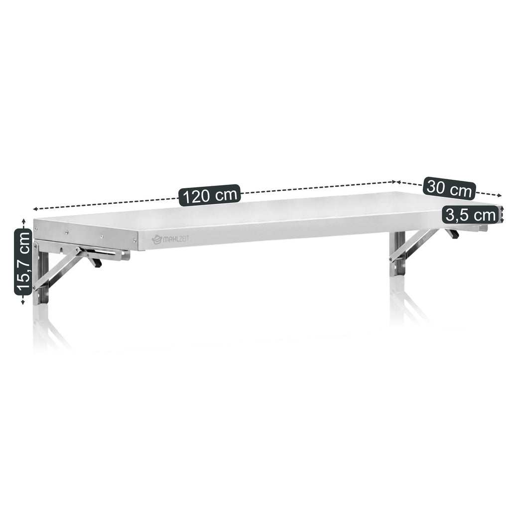 Stainless steel wall shelf, professional kitchen, folding