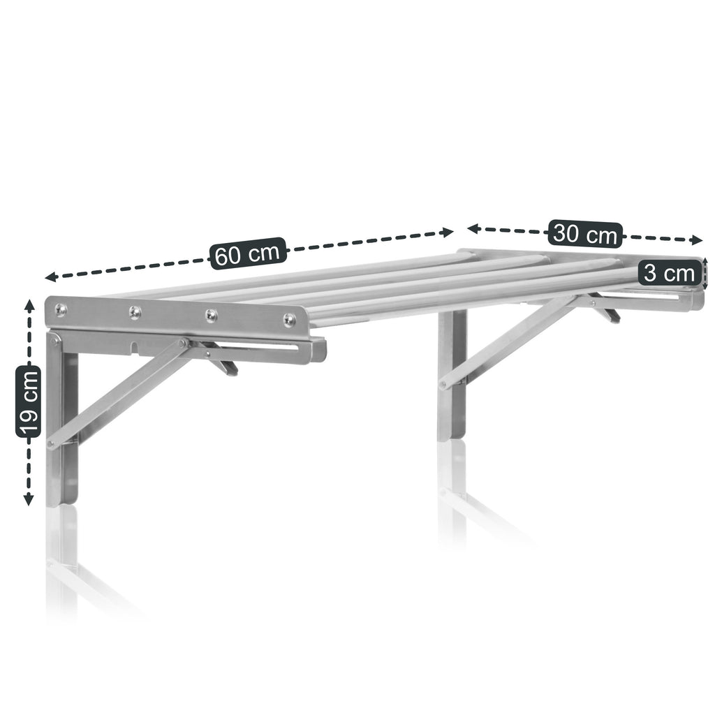 Wall shelf, bar design, stainless steel, foldable