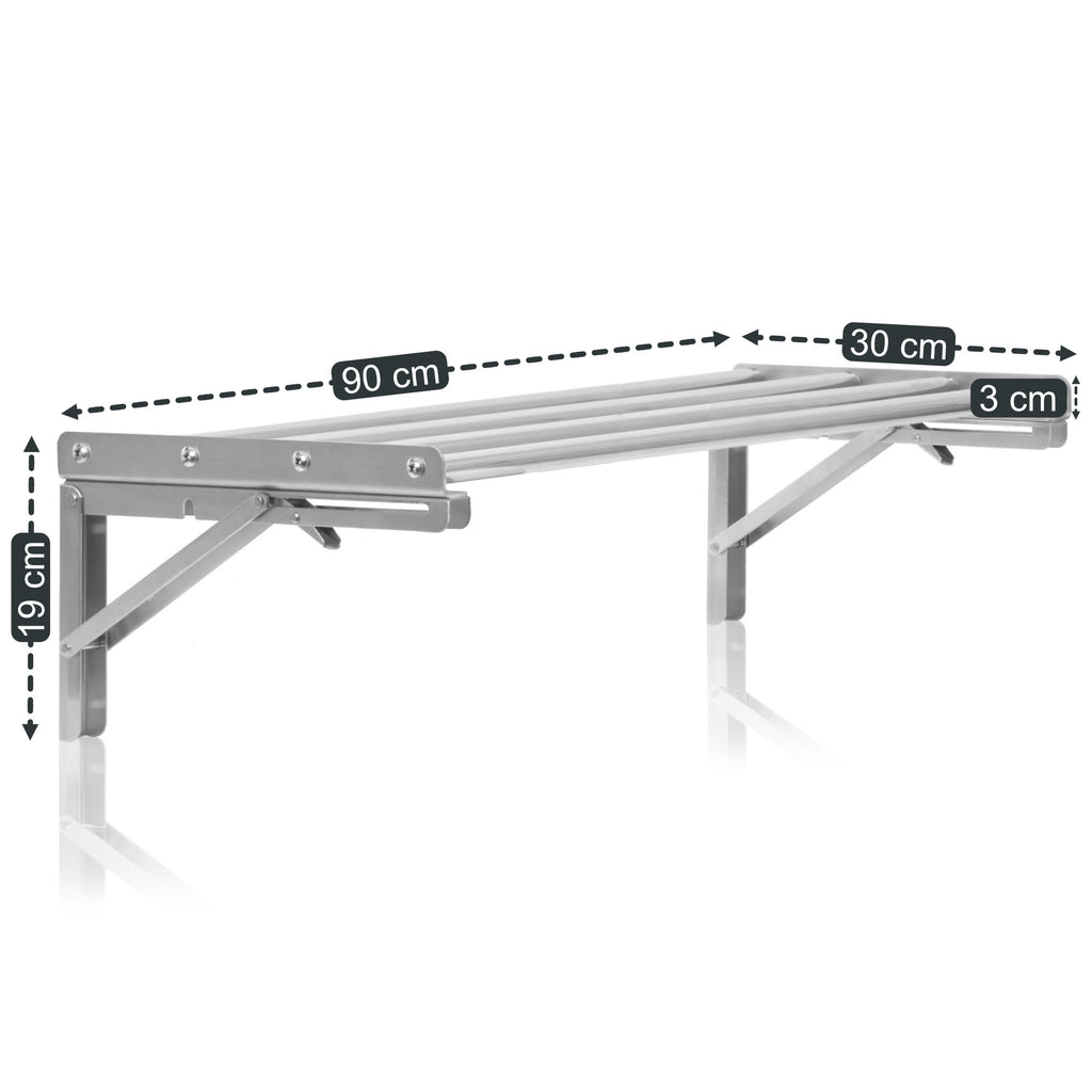 Wall shelf, bar design, stainless steel, foldable