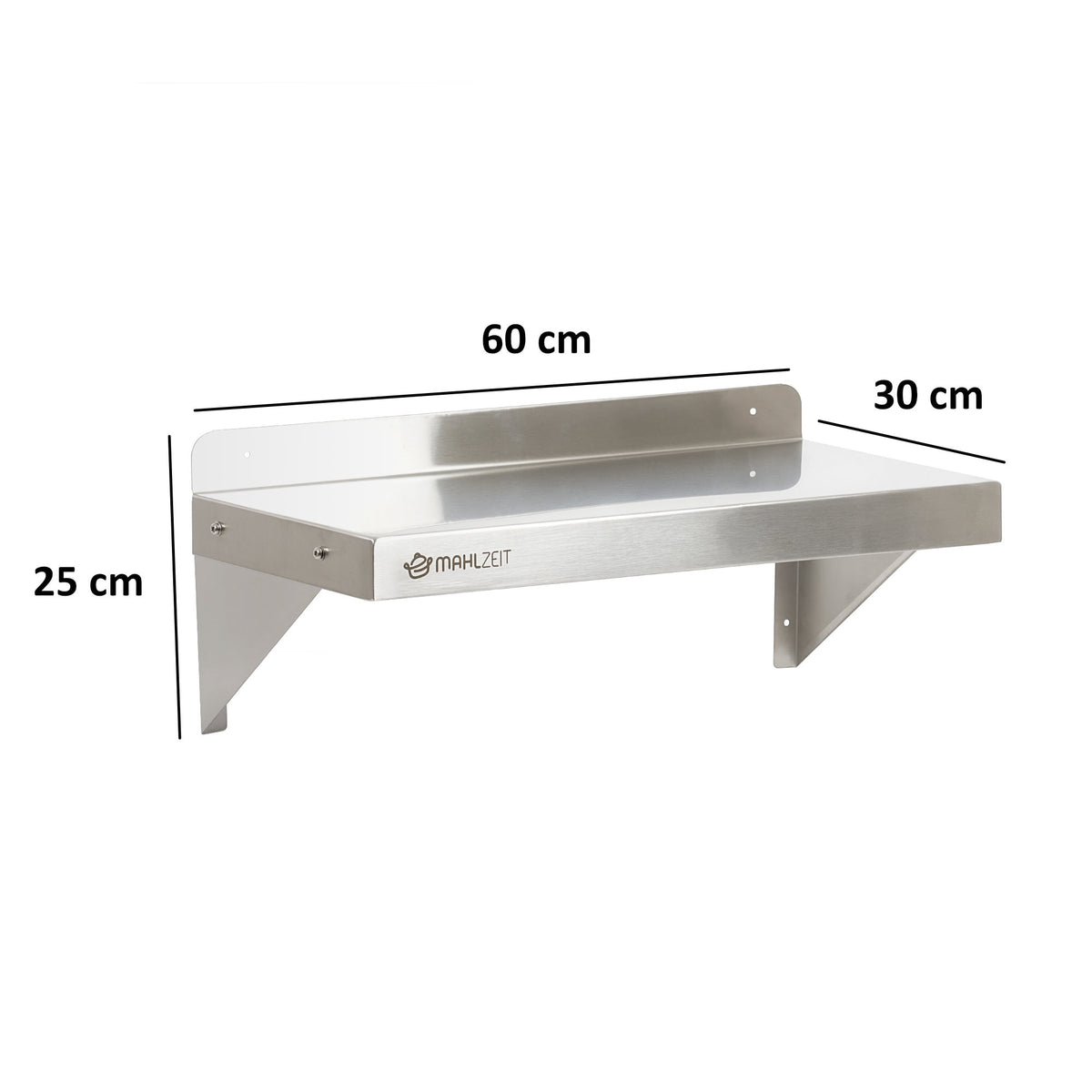 Stainless steel catering wall shelf, load capacity up to 50 kg