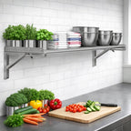 Wall shelf, bar design, stainless steel, foldable