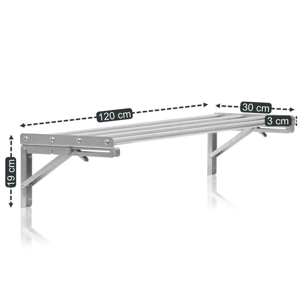 Wall shelf, bar design, stainless steel, foldable