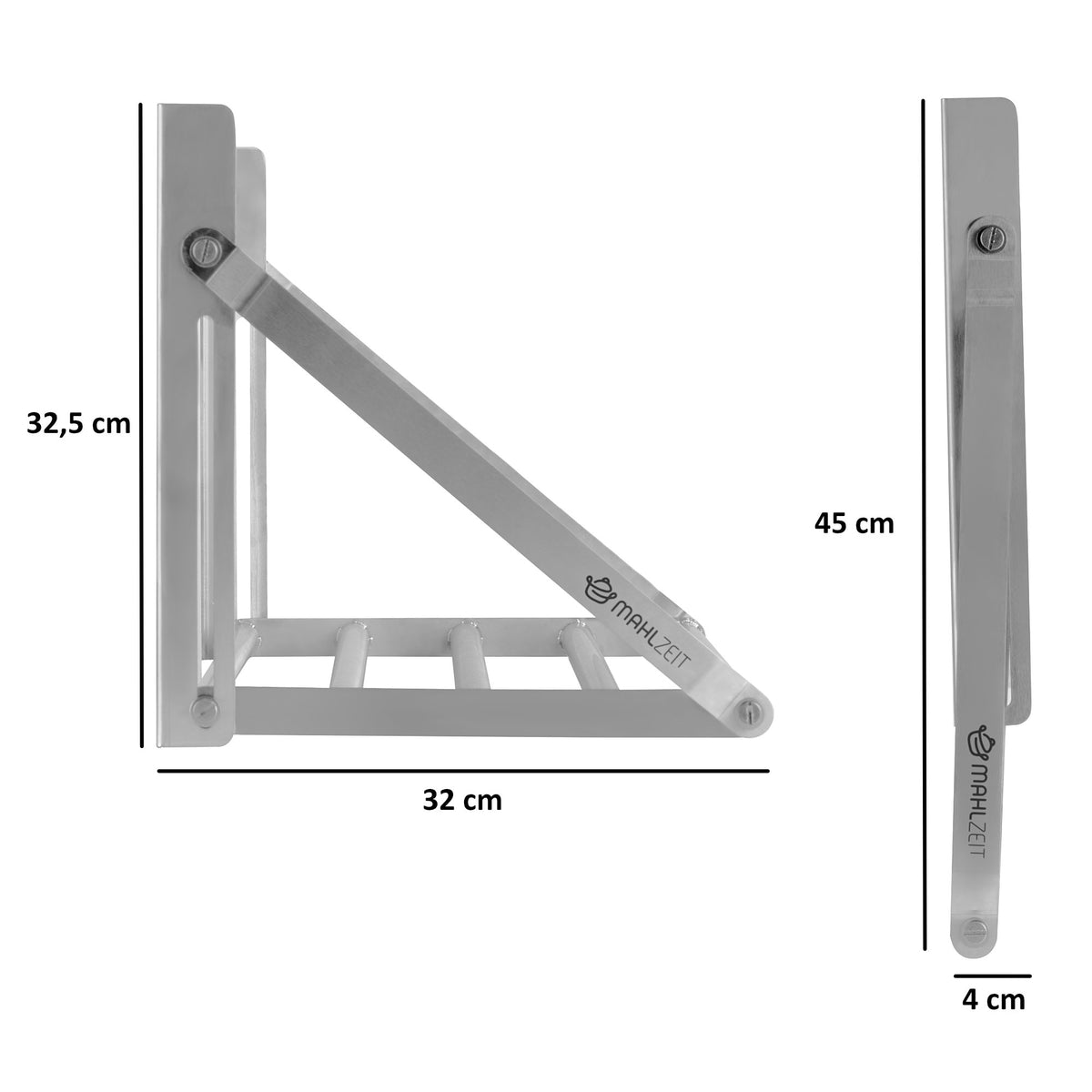 Étagère suspendue gastro, design à barres, inox, pliable