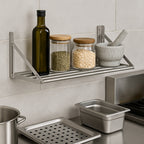 Catering wall shelf, rod design, stainless steel, foldable