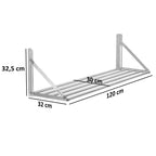 Catering wall shelf, rod design, stainless steel, foldable