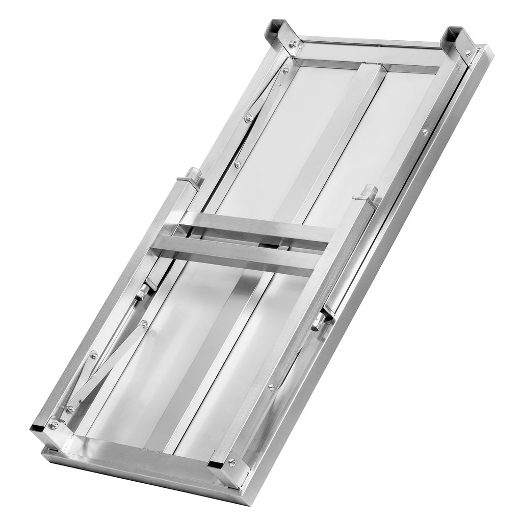 Table en acier inoxydable, système pliable inclus
