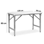 Table en acier inoxydable, système pliable inclus