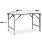 Table en acier inoxydable, système pliable inclus