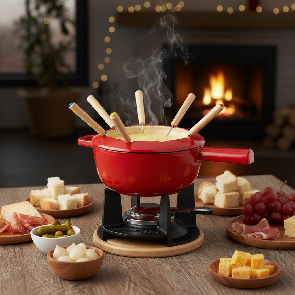 Fondue, 13-piece set, 2 liters, cast iron, for 6 people