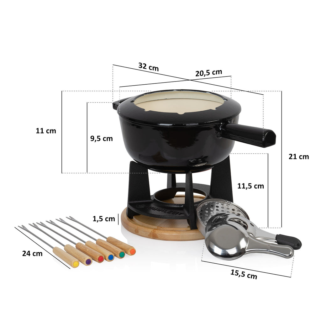 Fondue, 13-piece set, 2 liters, cast iron, for 6 people