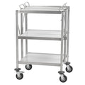 Servierwagen, Edelstahl, faltbar, bis 150 kg, mit Rollen, 3 Etagen
