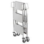 Servierwagen, Edelstahl, faltbar, bis 150 kg, mit Rollen, 3 Etagen