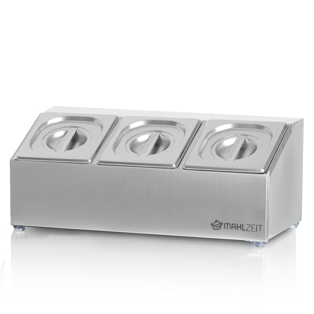 Ingredient container, stainless steel, removable lids, with rubber feet