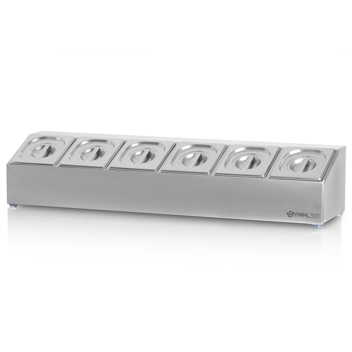 Ingredient container, stainless steel, removable lids, with rubber feet