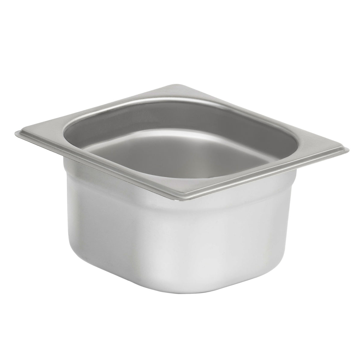 Ingredient container, stainless steel, hinged lid, with rubber feet
