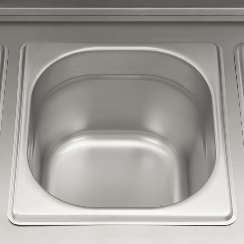 Ingredient container, stainless steel, hinged lid, with rubber feet