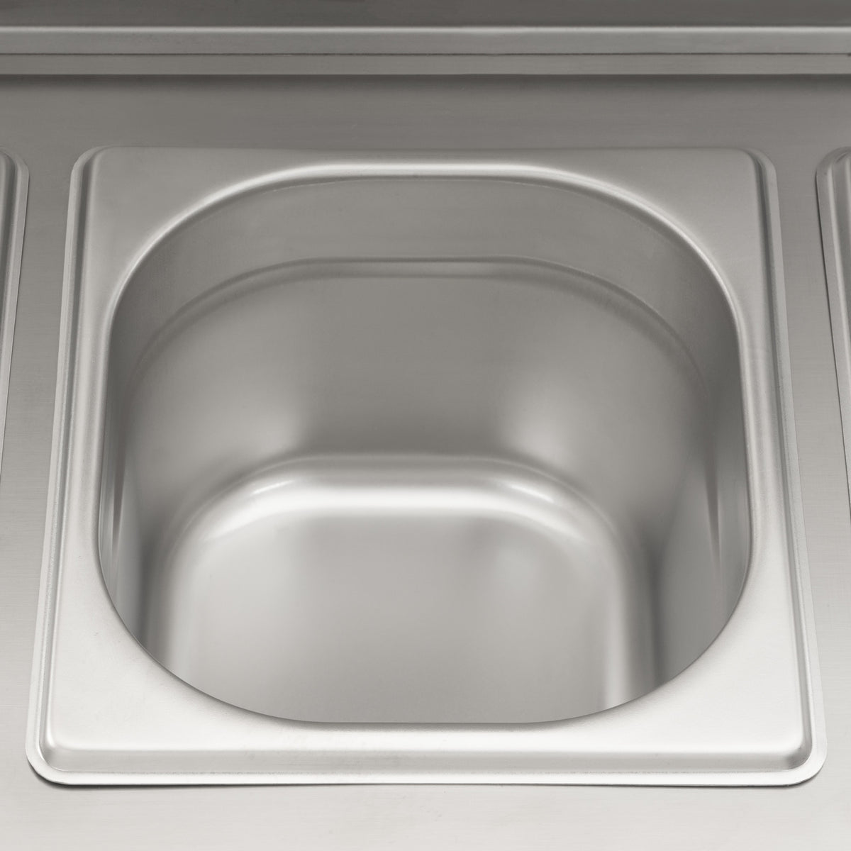 Ingredient container, stainless steel, hinged lid, with rubber feet