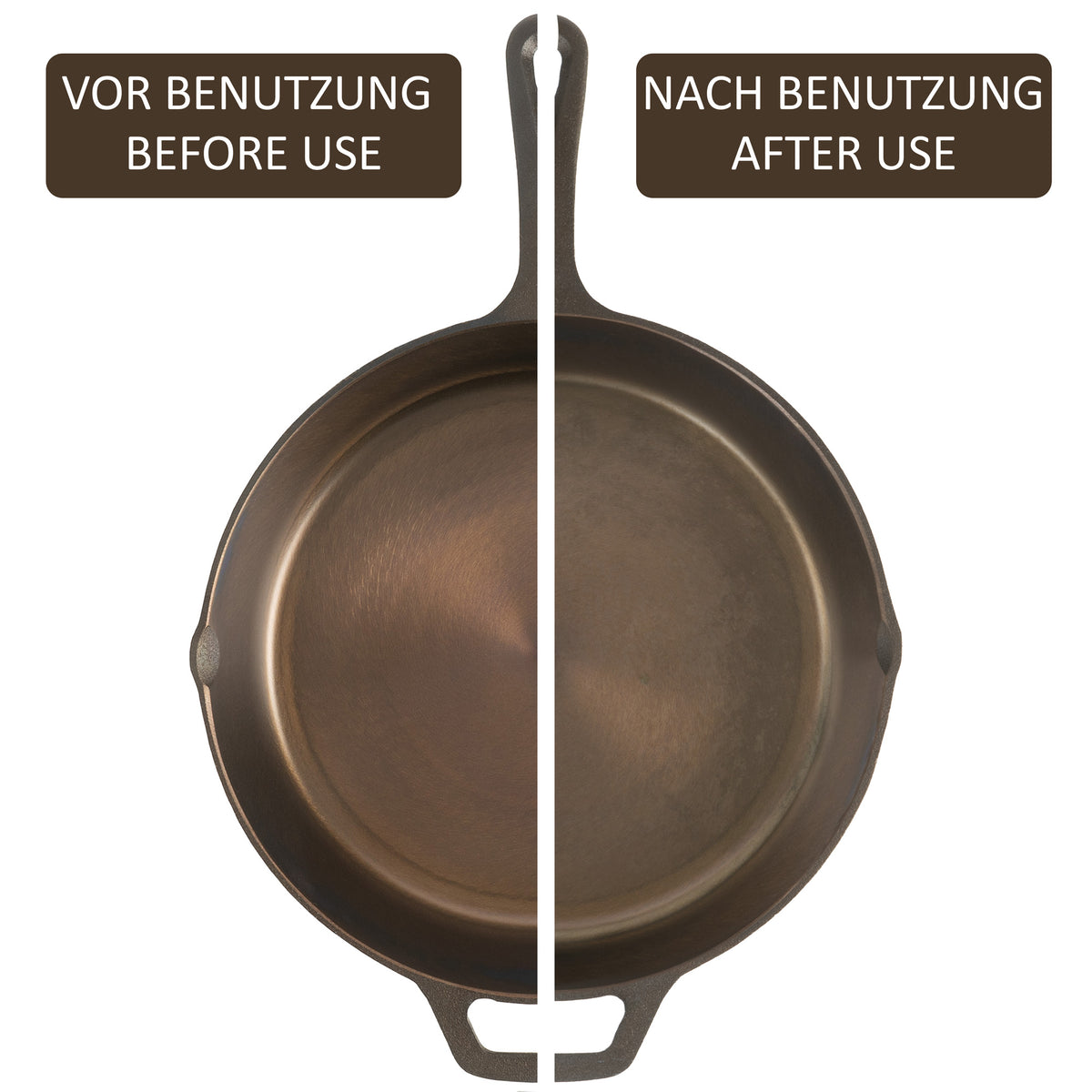 Gusseisenpfanne, poliert, zwei Ausgießer, inkl. Deckel